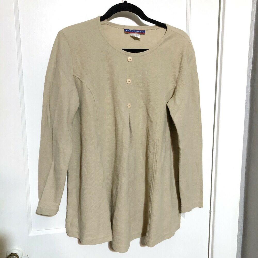 Vintage Lagenlook Tunic Oatmeal Cream Beige Knit